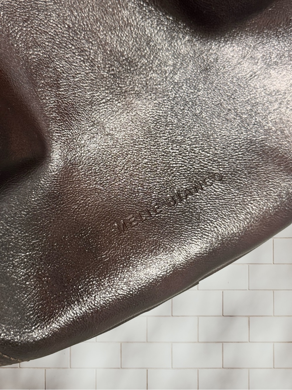 Melie Bianco Brown Pebbled Leather Hobo Bag